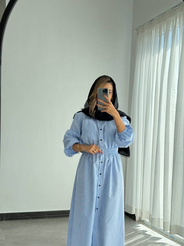 شومیز بلند تابستانی راه‌راه جذاب کد HILY