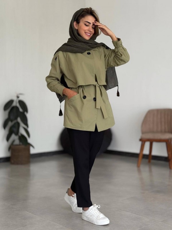 ترنچ کت ضدآب کتان زارا کد CAN