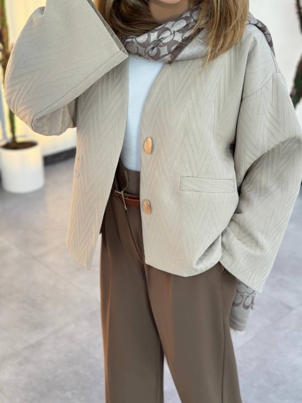 کت ژاکارد کرمی کد GERAMI