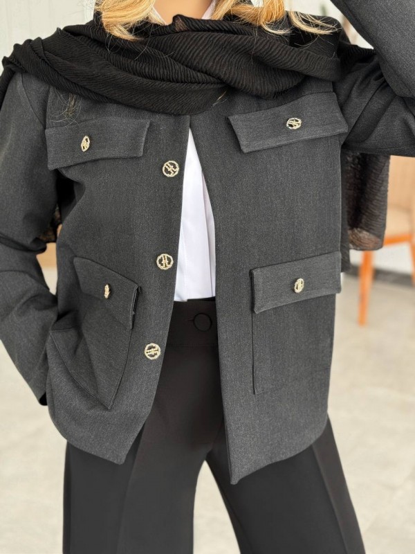 کت ذغالی زنانه گاباردین کد TIARA