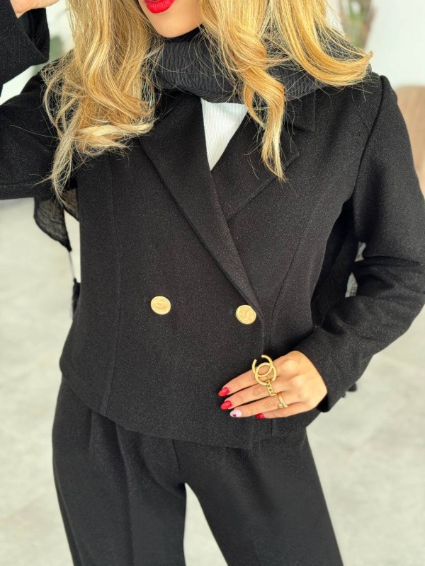 کت مشکی شاین‌دار کد MARV