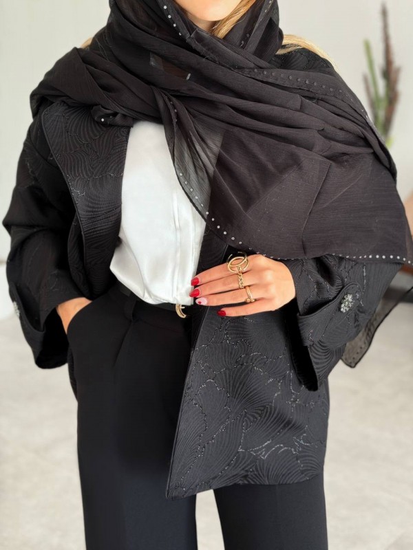 کت ژاکارد مشکی زنانه کد TENIS