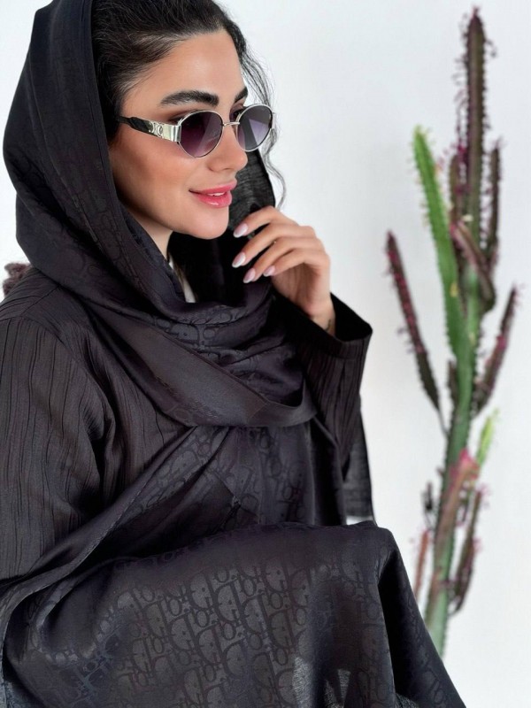 شال ژاکارد دیور تک رنگ مشکی