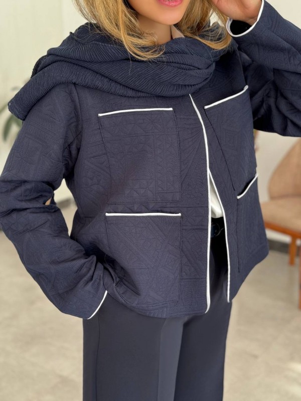 کت ژاکارد سورمه‌ای کد MAVI