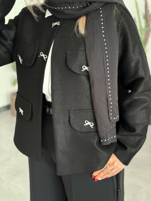 کت مشکی زنانه کرپ کد FLAT