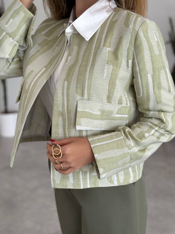 کت ژاکارد سبز زنانه کد HANA