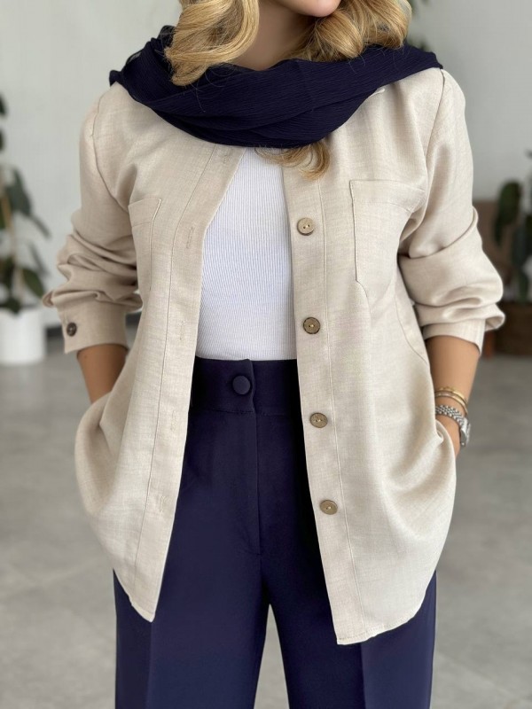 شومیز اسلپ دگمه چوبی کد SLAP