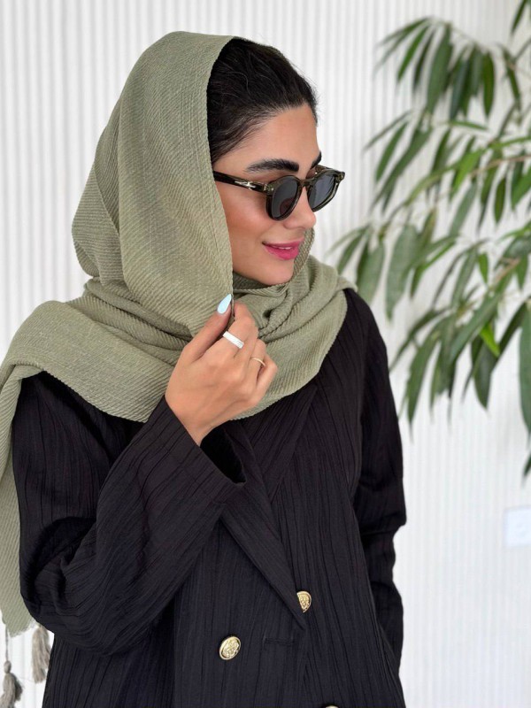 شال پلیسه  سوپر نخ تیغ ماهی سبز