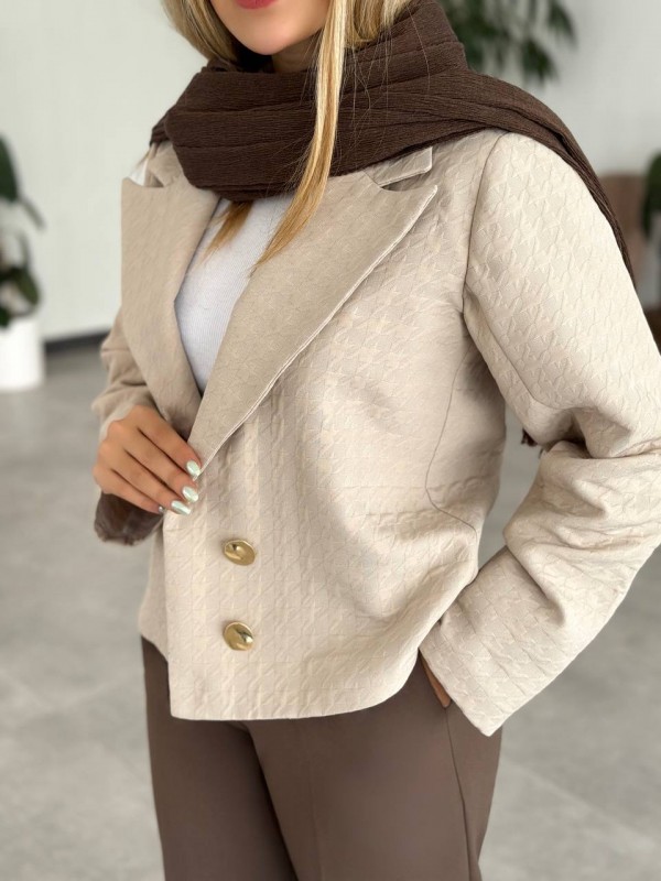 کت ژاکارد کرمی کد MILAN