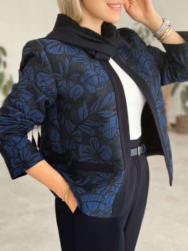 کت سورمه‌ای ژاکارد کد MARY