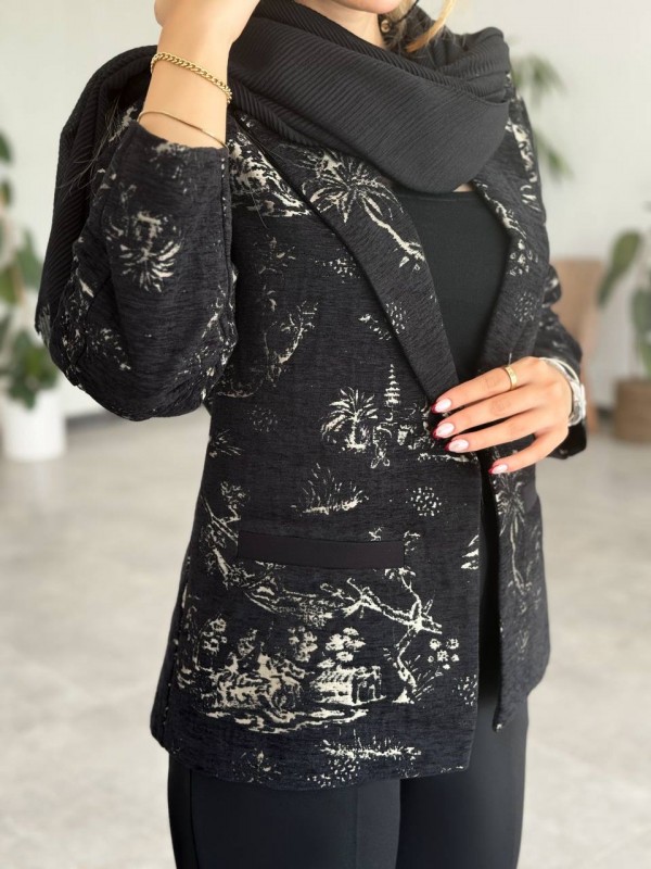 کت ژاکارد مشکی زنانه کد MANA