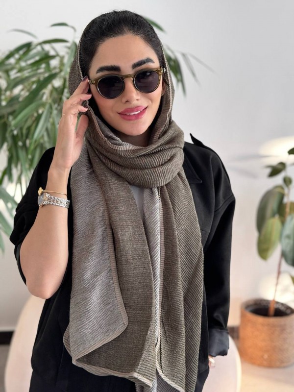 شال پلیسه نوار دار دو رو  پاییزه جدید