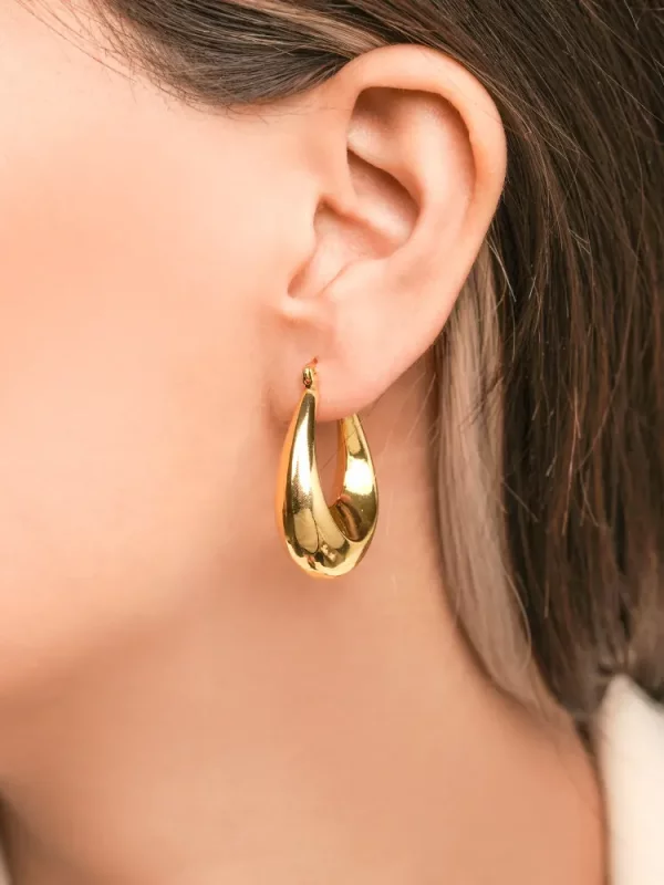 گوشواره رادیوم حلقه ای طلایی کد Ea021