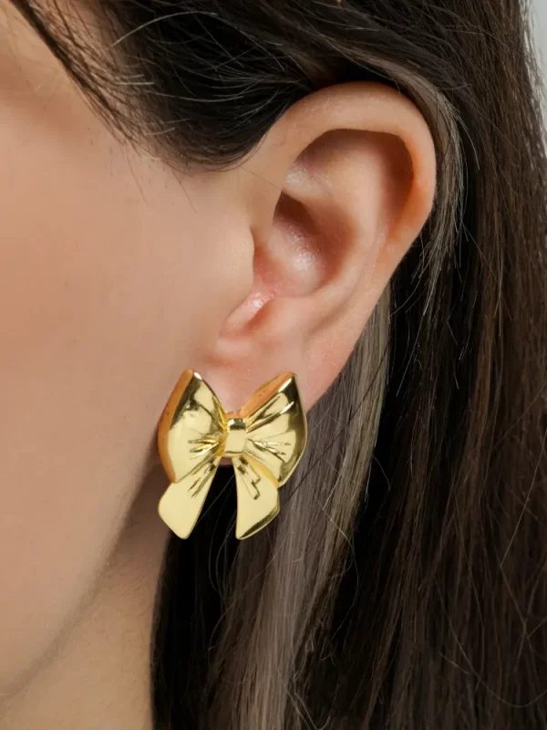 گوشواره رادیوم پاپیون میخی طلایی کد Ea022