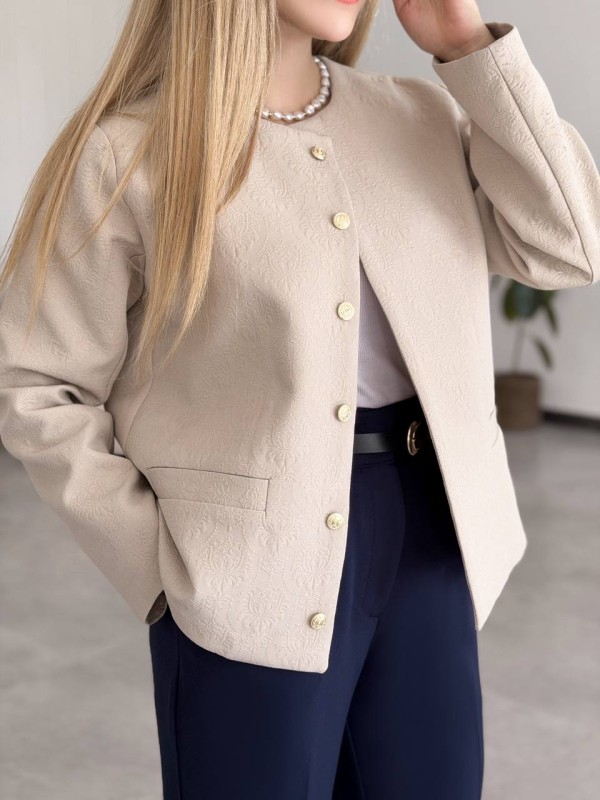 کت کرمی ژاکارد کد VALTON