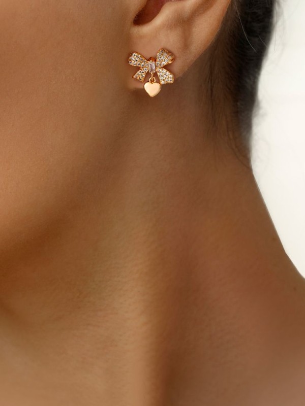 گوشواره پاپیونی YSX نگین‌دار طلایی  کد Ea024