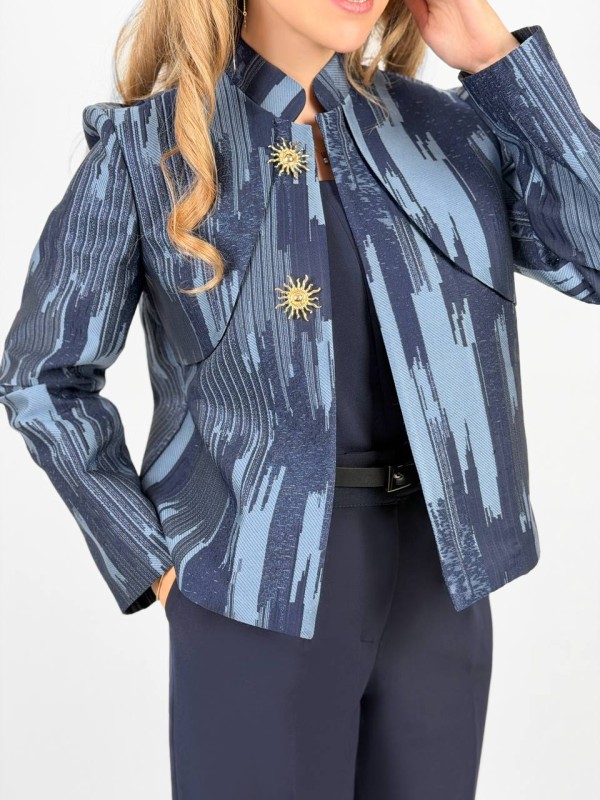 کت ژاکارد آبی بهاره کد LENA