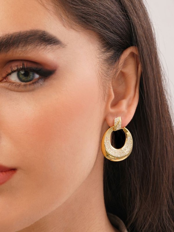 گوشواره رادیوم میخی طلایی کد Ea031