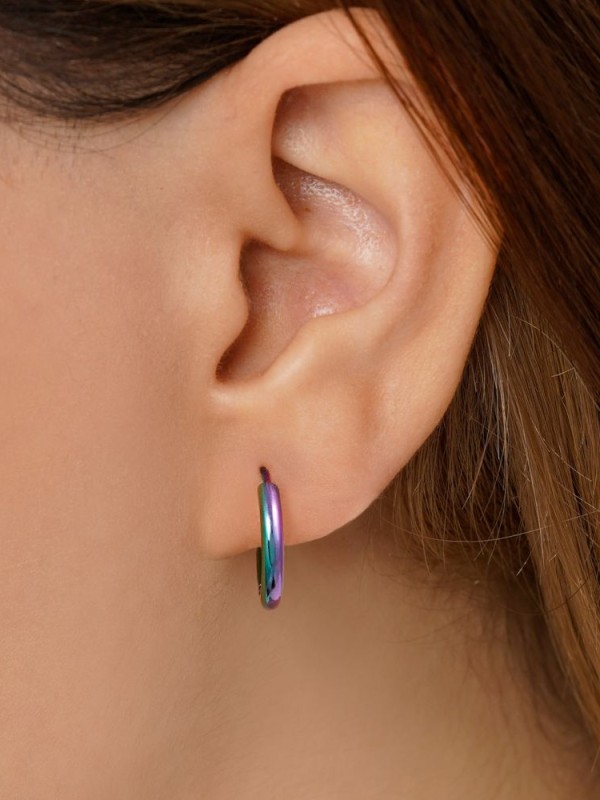 گوشواره استیل 304 حلقه ای هفت رنگ  Ea032
