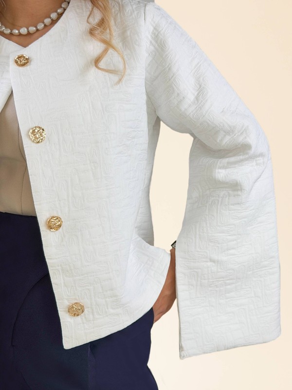 کت زنانه ژاکارد سفید کد BILER