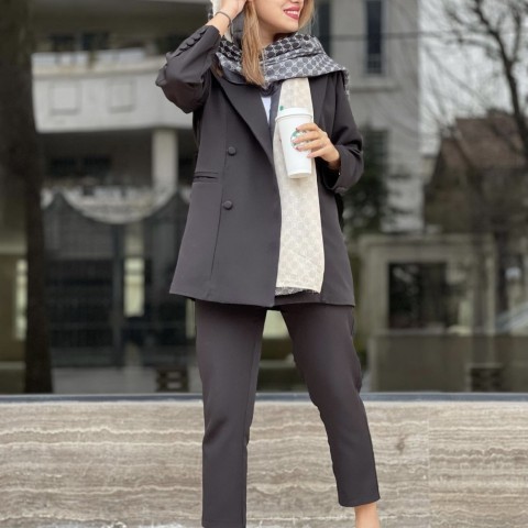 مانتو کتی  کرپ مشکی زنانه کد 220