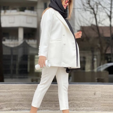 کت کرپ سفید  زنانه کد 220