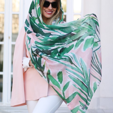 شال نخ پنبه زنانه برگی کد PINKI