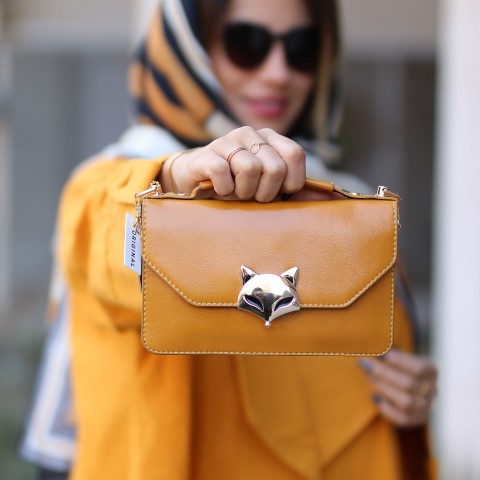 کیف دستی روباهی چرم زنانه کد YOYO