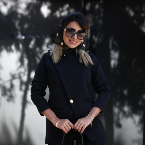 مانتو کتی جدید مشکی زنانه کرپ غواصی کد MODERN