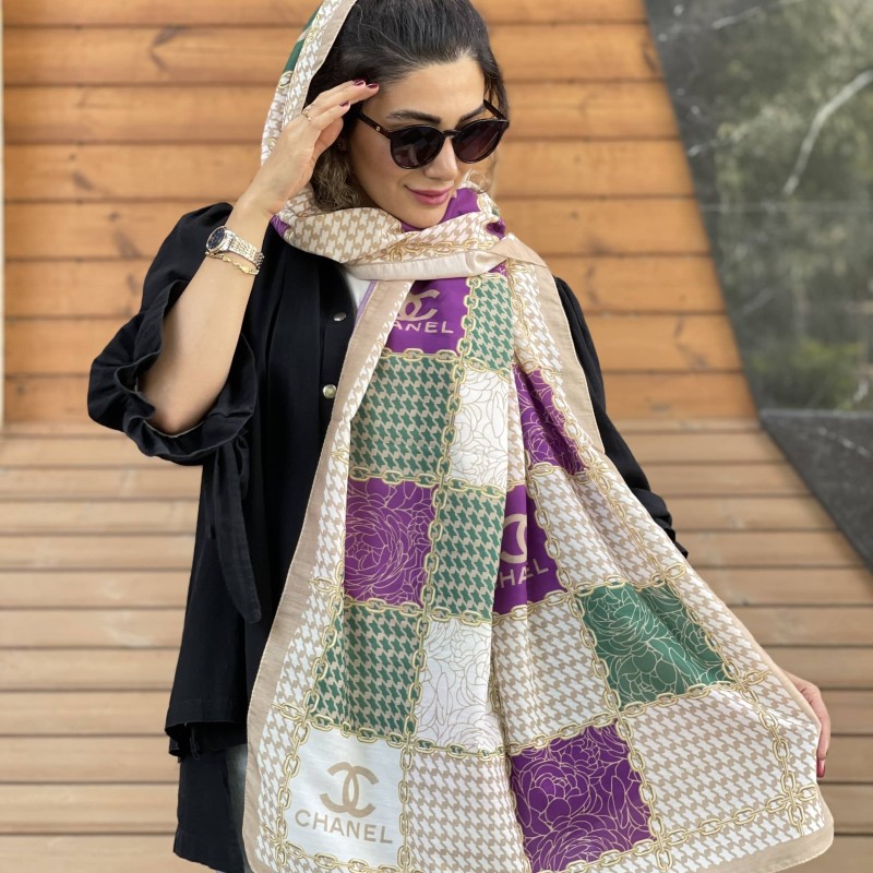 شال نخ پنبه طرح چنل دخترانه کد 0080