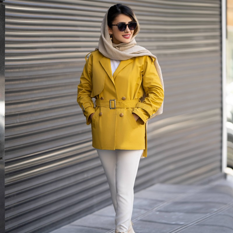 ترنچ کت کوتاه ضد آب زنانه کد SUN