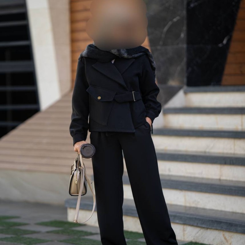 شلوار بگی جدید مشکی کرپ مازراتی کد LOSI