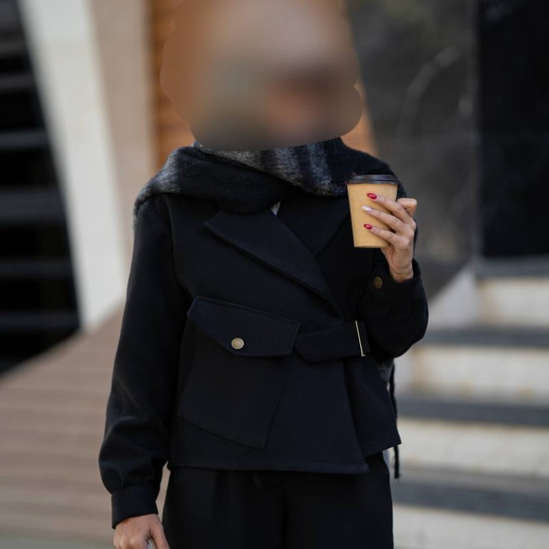 پالتو کوتاه فوتر جدید کمر دار زنانه کد LOSI