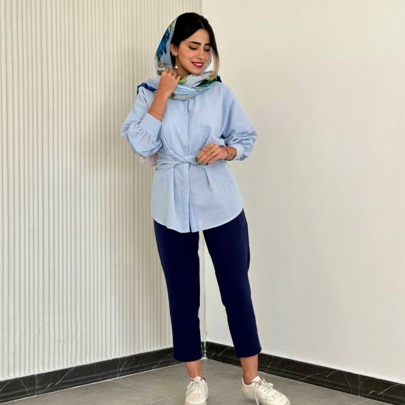 شومیز مانتویی اسپرت جدید کمربند دار کد CIP