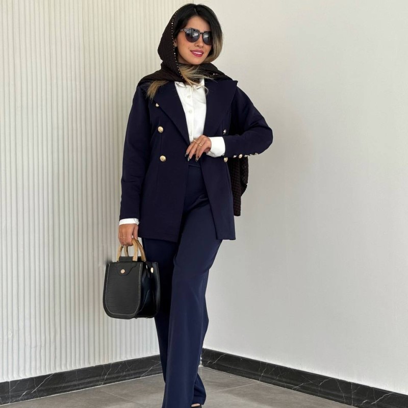 شلوار زنانه سورمه ای جدید کرپ مازراتی کد DIDI