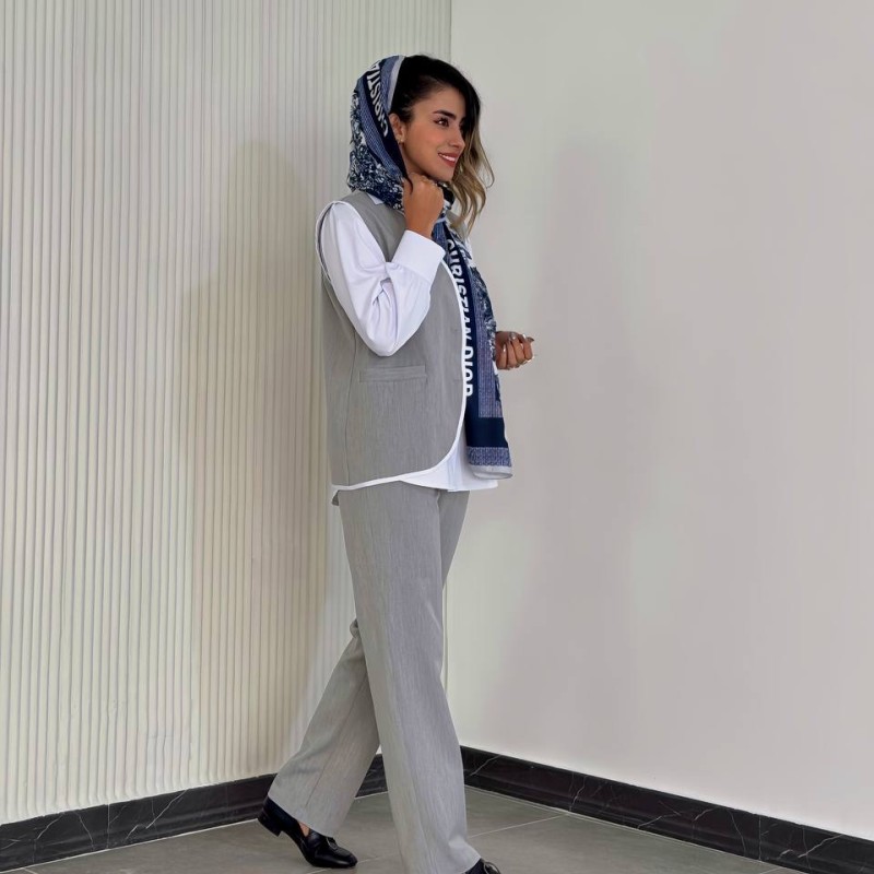 ست وست ، شلوار و شومیز گاباردین ترک کد SILVER