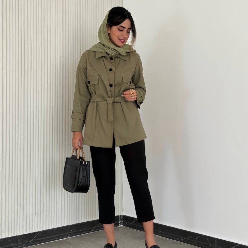 مانتو کتی جدید کتان سبز عدسی کد OPIN