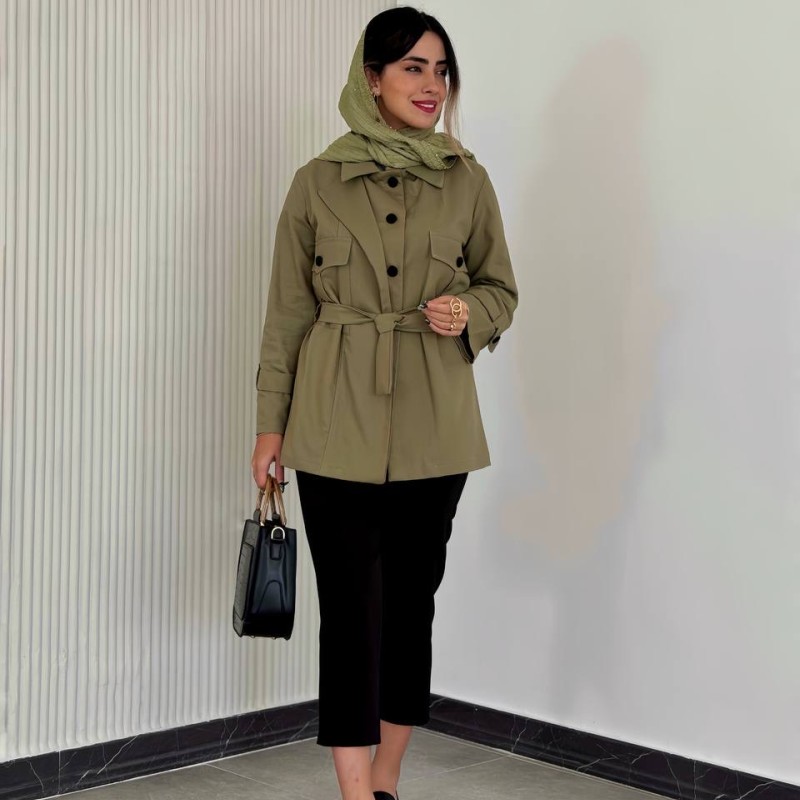 شلوار کلاسیک اسلیم مشکی زنانه کرپ مازراتی کد OPIN