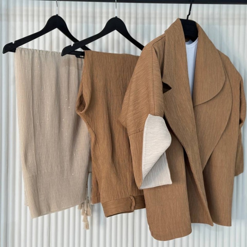 شال نخی پلیسه کرم استخونی زنانه کد BOMBA