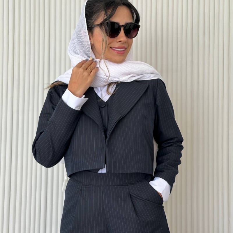 شال پلیسه نخی سفید زنانه کد HEART