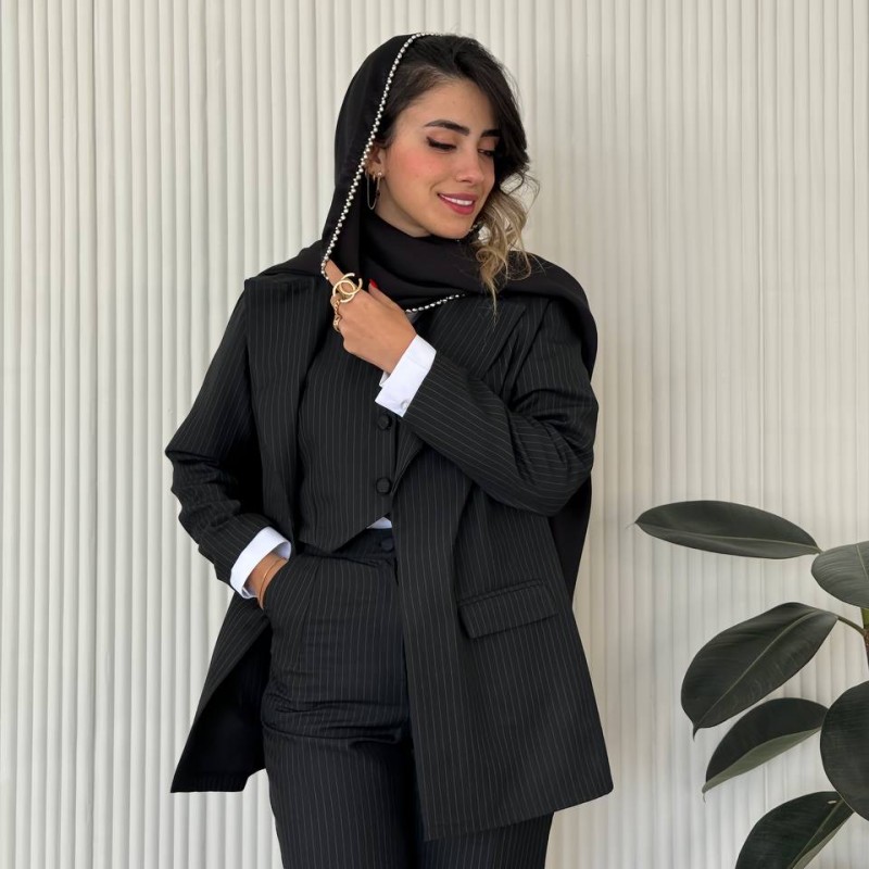 کت یقه انگلیسی مشکی زنانه فاستونی یپلمات کد LINE