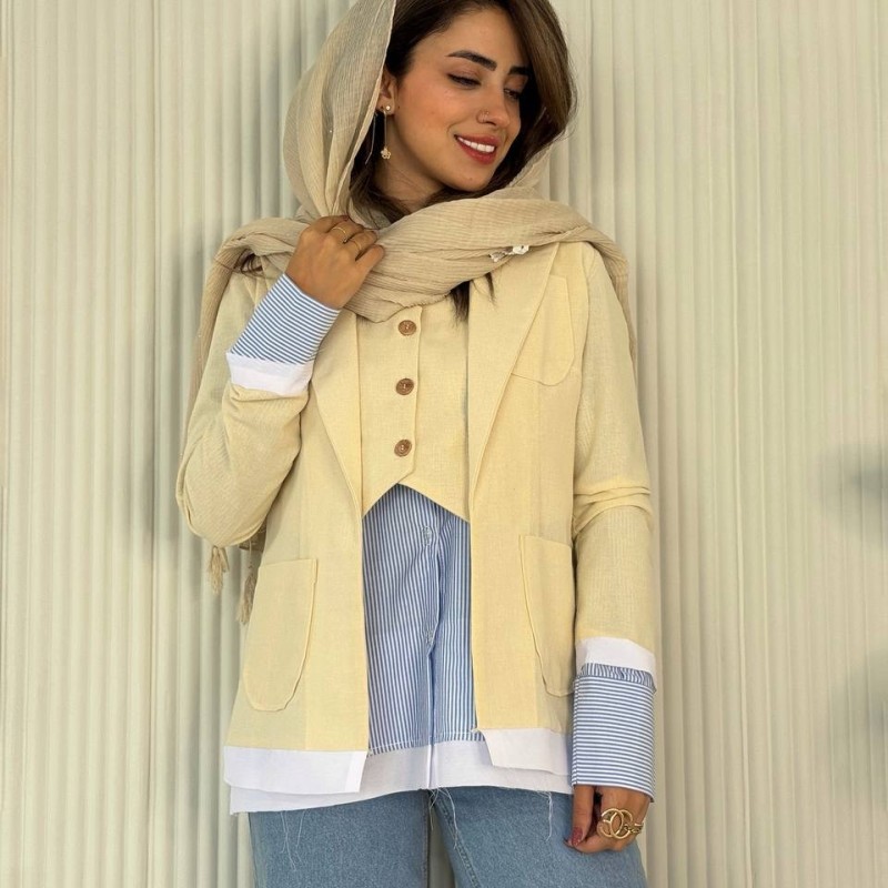 جلیقه زنانه کرمی لنین ک ELVIN