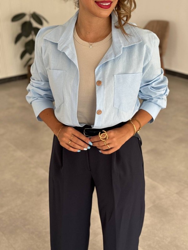 شومیز دگمه چوبی لنین کد SAYNA