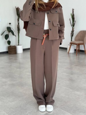 خرید کت شلوار قهوه‌ای