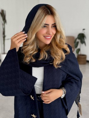 خرید کت ژاکارد سورمه‌ای زنانه
