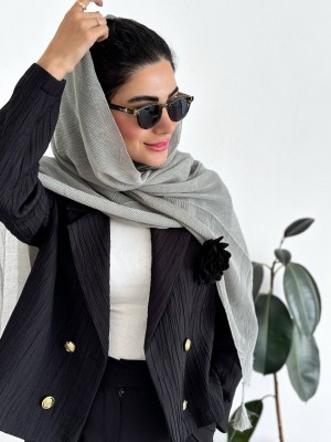 شال پلیسه تیغ ماهی طوسی