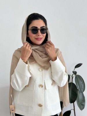 شال پلیسه تیغ ماهی کرم پنککی