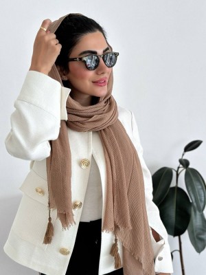شال پلیسه تیغ ماهی نسکافه ای روشن
