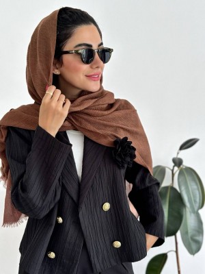 شال پلیسه تیغ ماهی قهوه ای