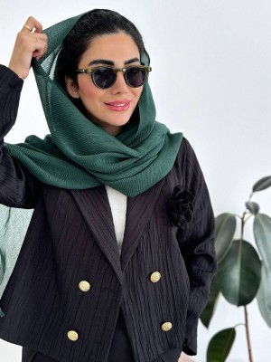 شال پلیسه تیغ ماهی سبز سیدی